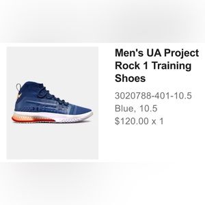 NIB. Men’s Under Armour Project Rock 1 Training Shoes - Blue